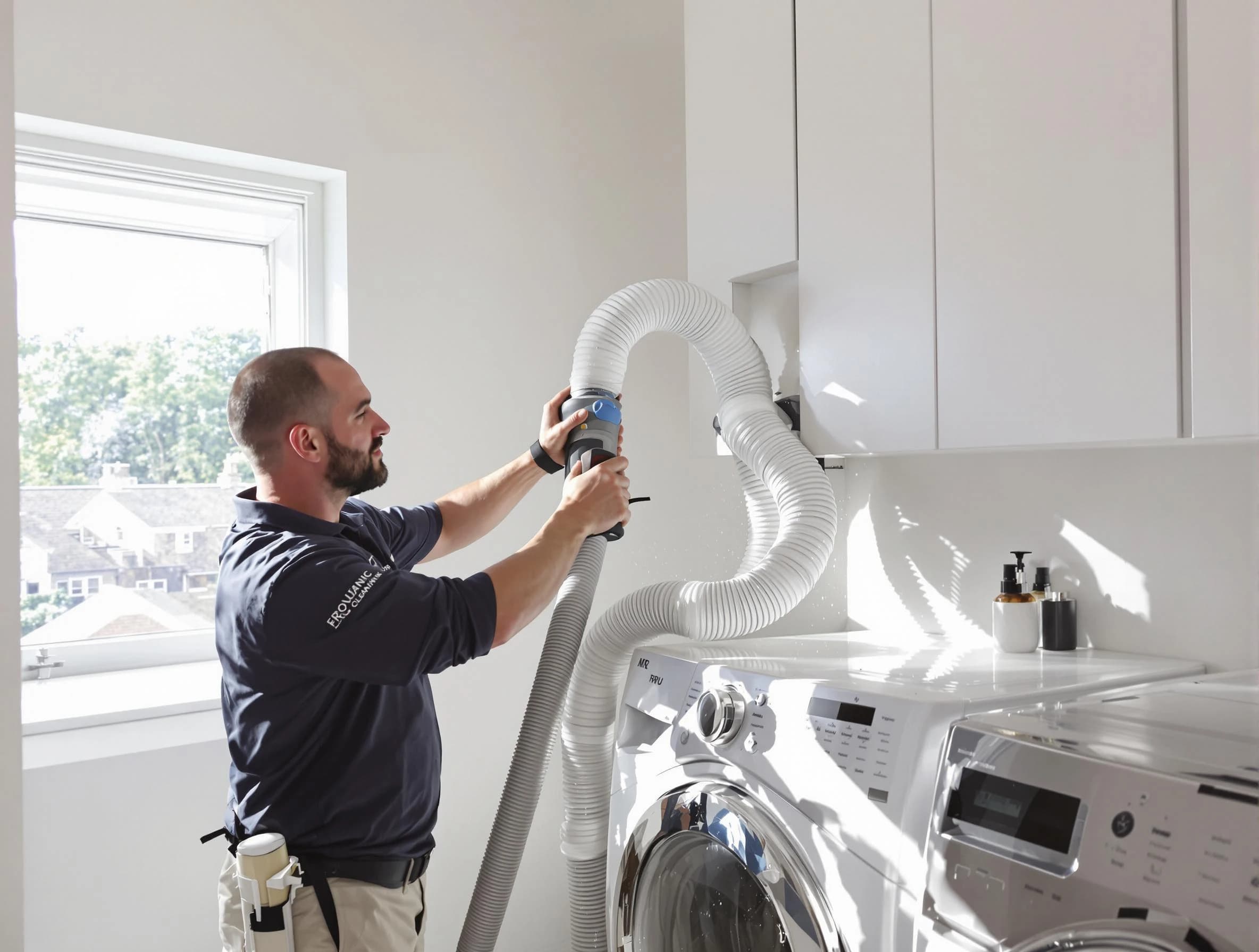 Certified Glen Allen Dryer Vent Cleaning technician performing dryer vent cleaning in Glen Allen