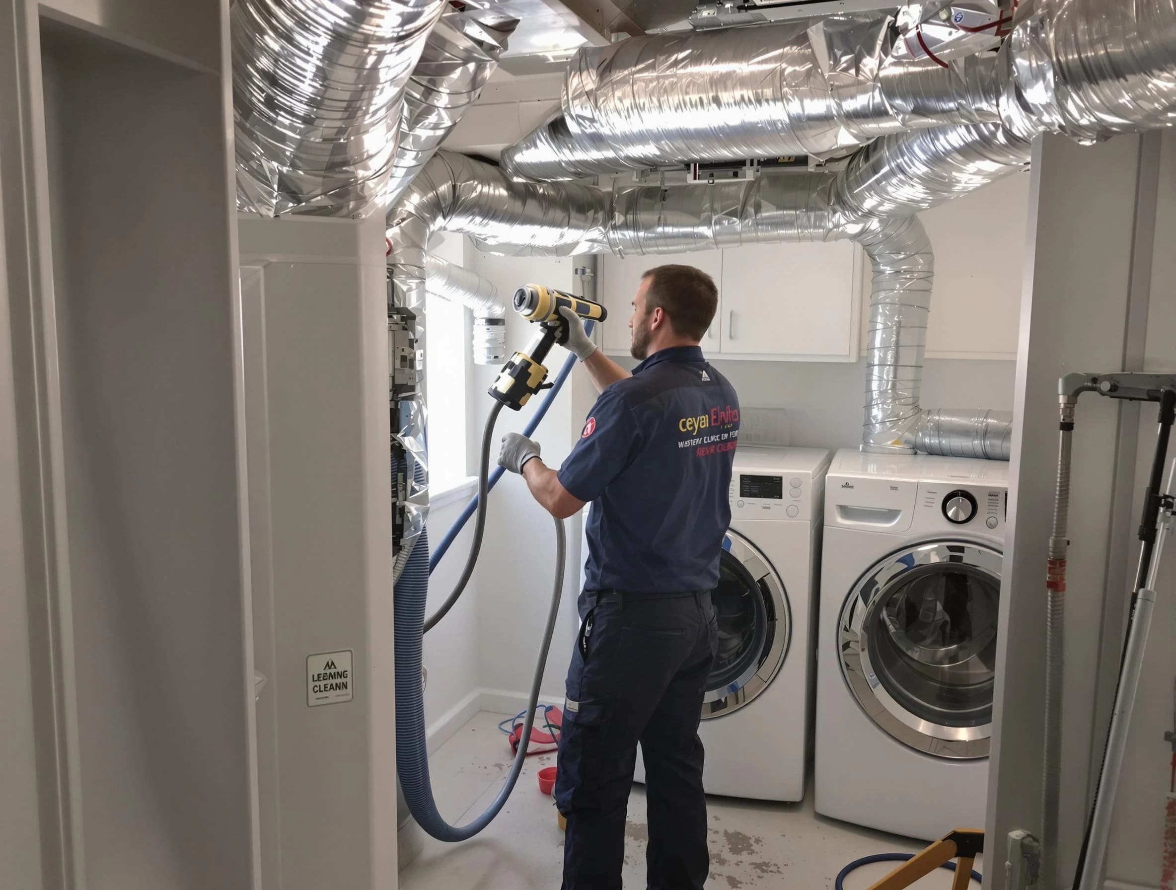 Glen Allen Dryer Vent Cleaning specialist using advanced equipment for thorough duct cleaning in Glen Allen