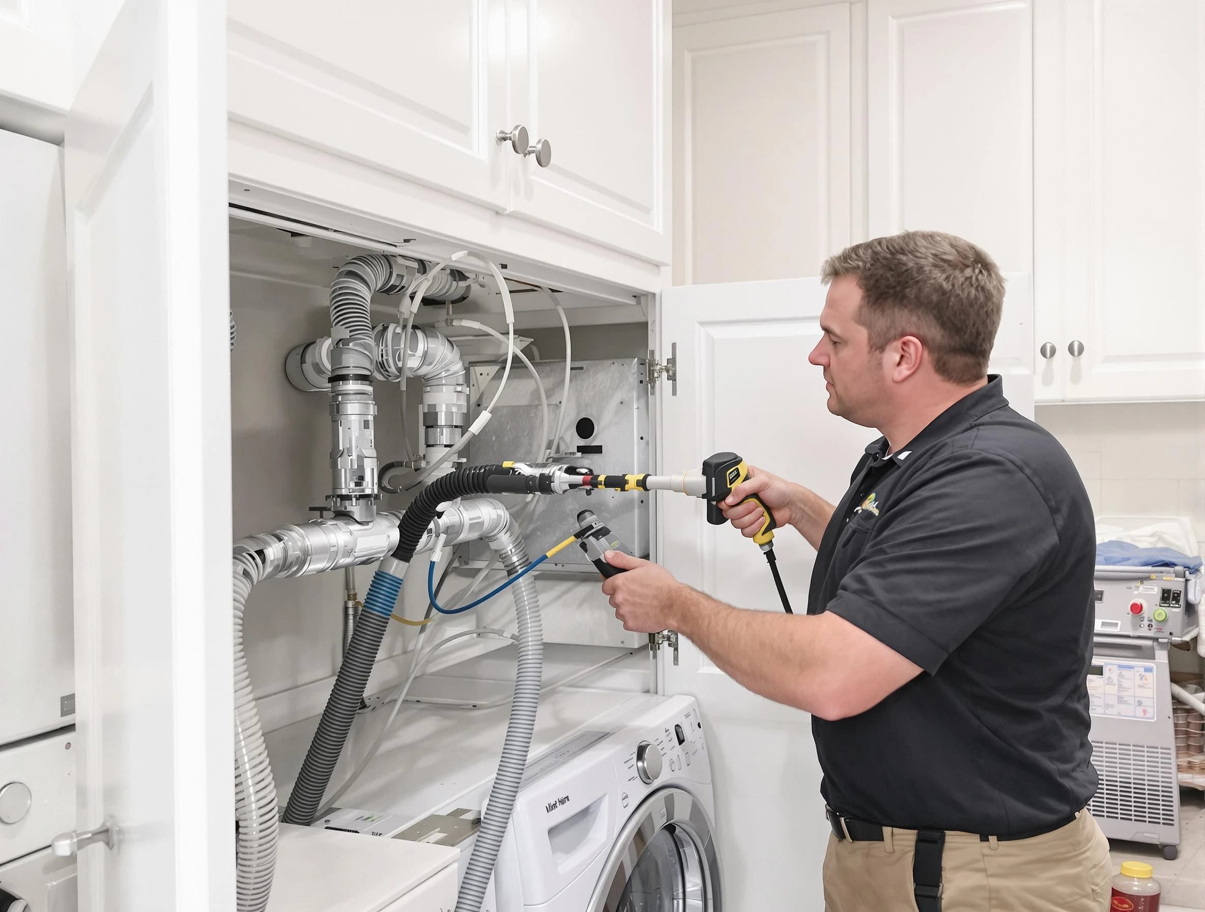 Glen Allen Dryer Vent Cleaning professional removing severe blockage from a clogged dryer vent in Glen Allen