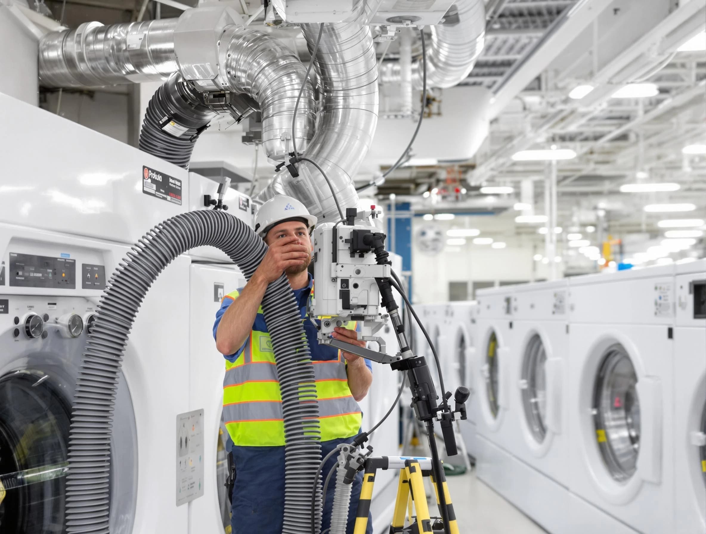 Glen Allen Dryer Vent Cleaning team performing commercial-grade dryer vent cleaning at a business facility in Glen Allen