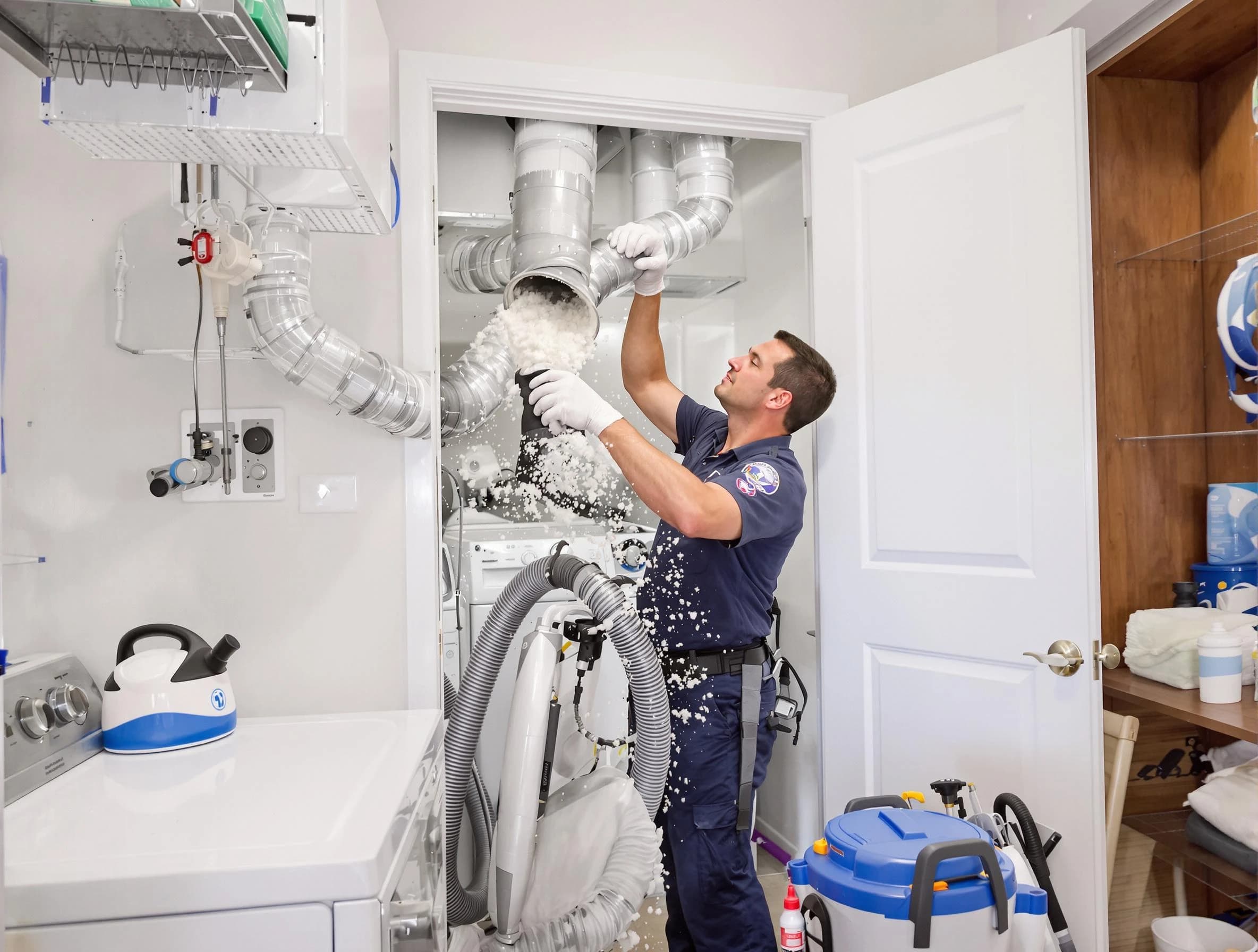 Glen Allen Dryer Vent Cleaning technician delivering thorough residential dryer vent cleaning service in Glen Allen