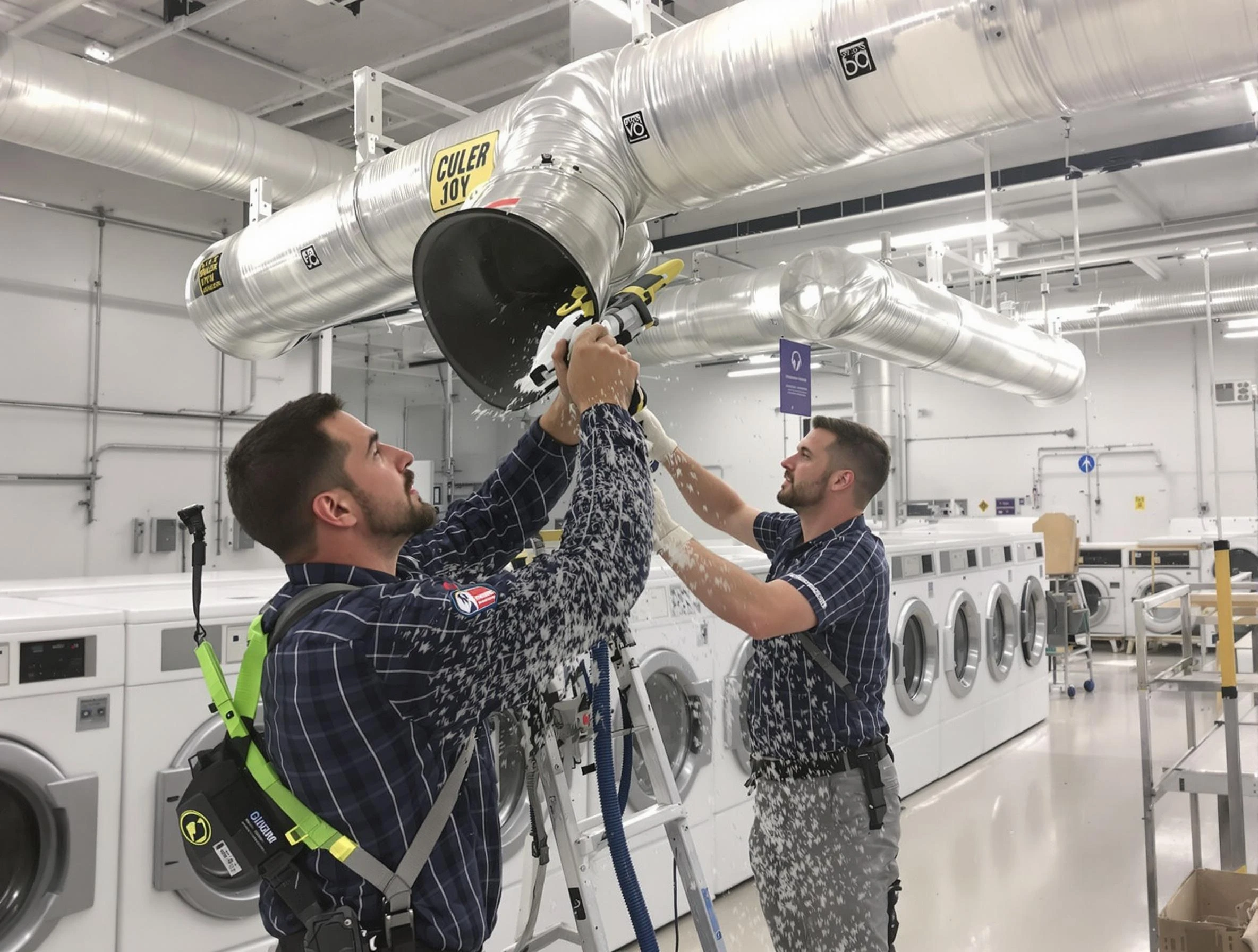 Glen Allen Dryer Vent Cleaning team performing large-scale commercial dryer vent cleaning in Glen Allen